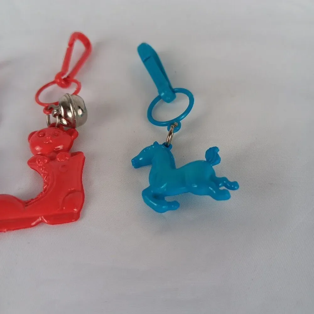 80s Bell Charms Stallions Teddy in a Boot Red Pink Teal Lot Loose Played W/ Toys